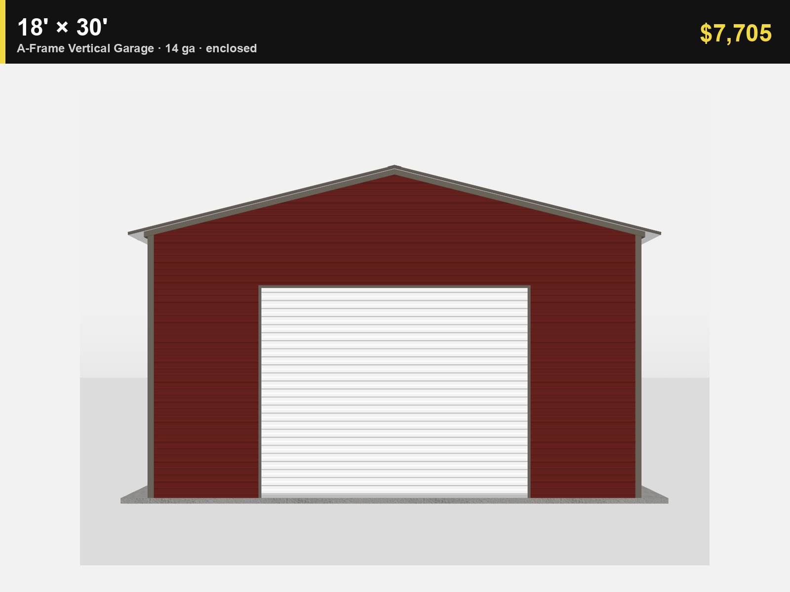 18' x 30' A-Frame Vertical Enclosed Garage (14ga)