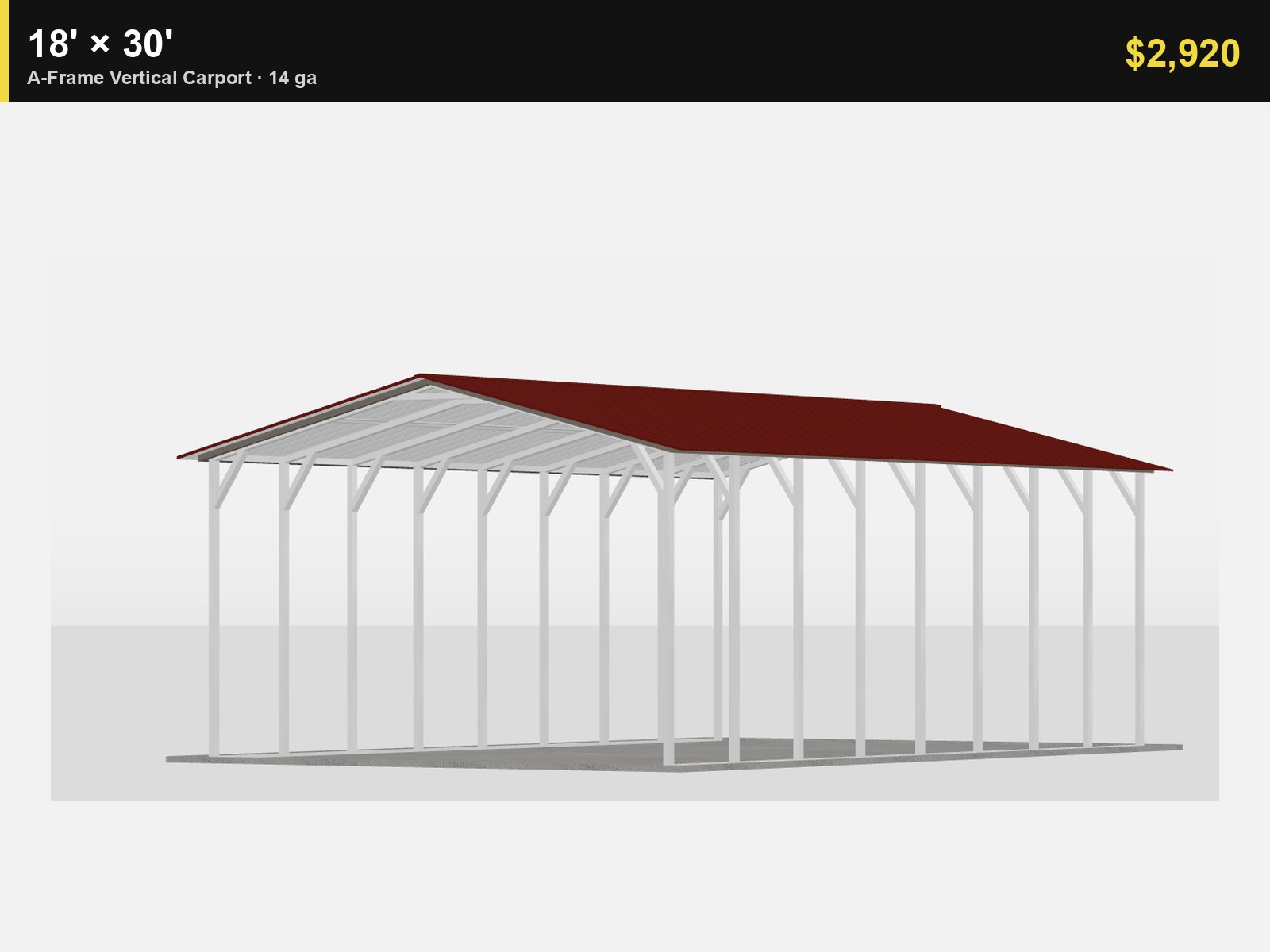 18' x 30' A-Frame Vertical Carport (14ga)