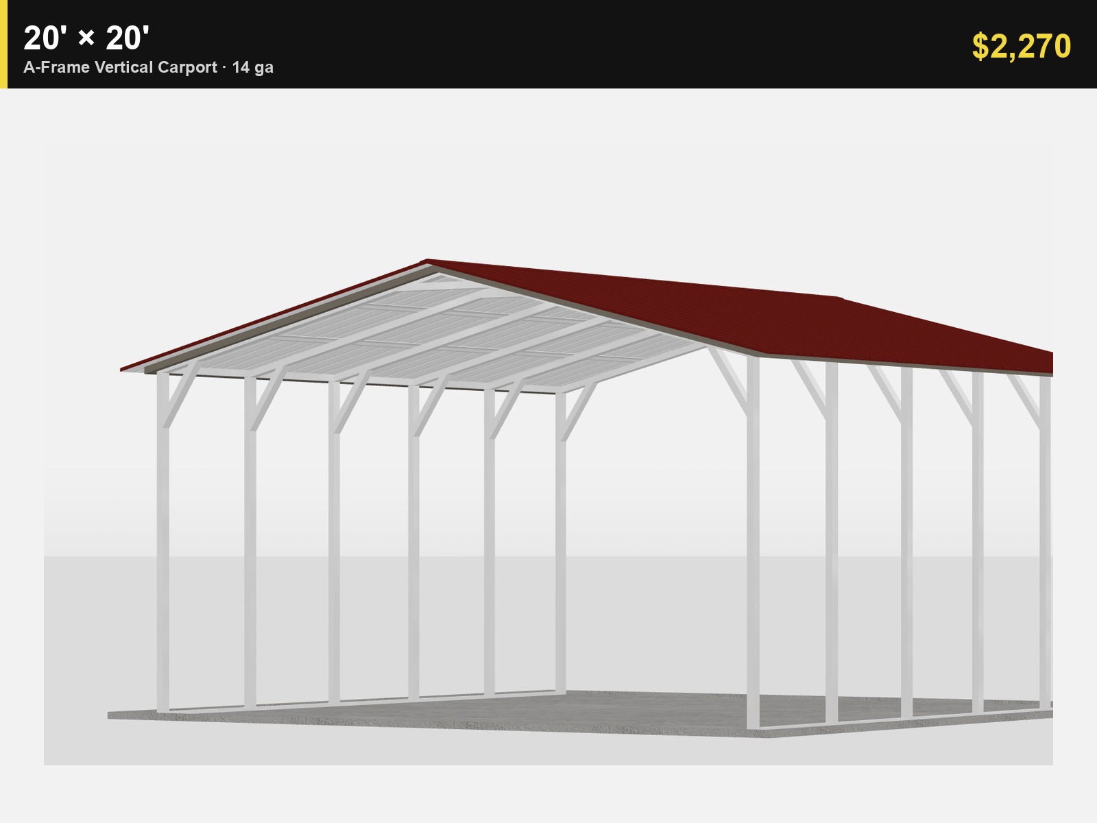 20' x 20' A-Frame Vertical Carport (14ga)