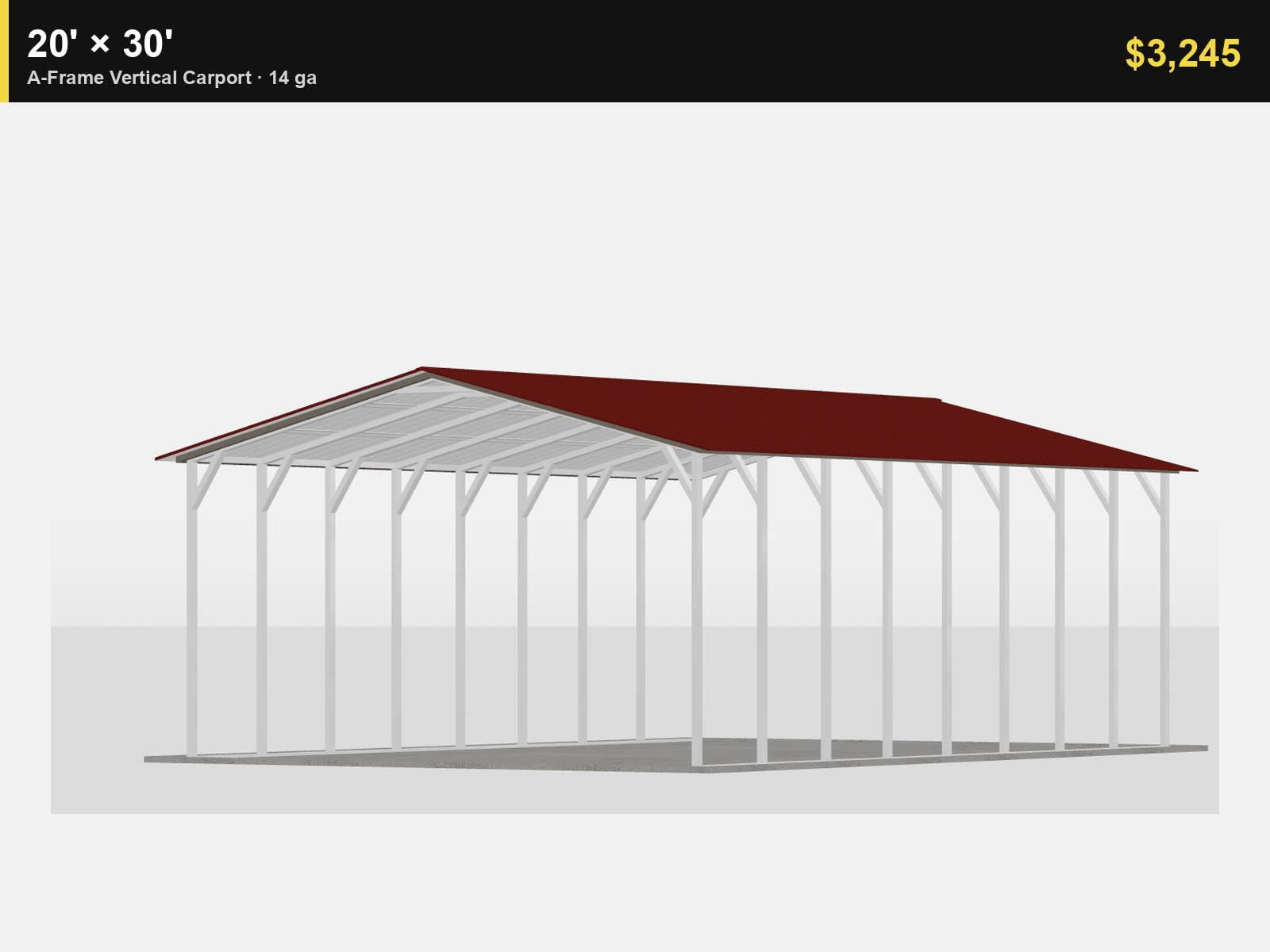 20' x 30' A-Frame Vertical Carport (14ga)