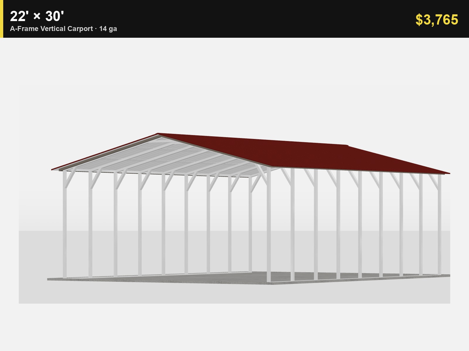 22' x 30' A-Frame Vertical Carport (14ga)