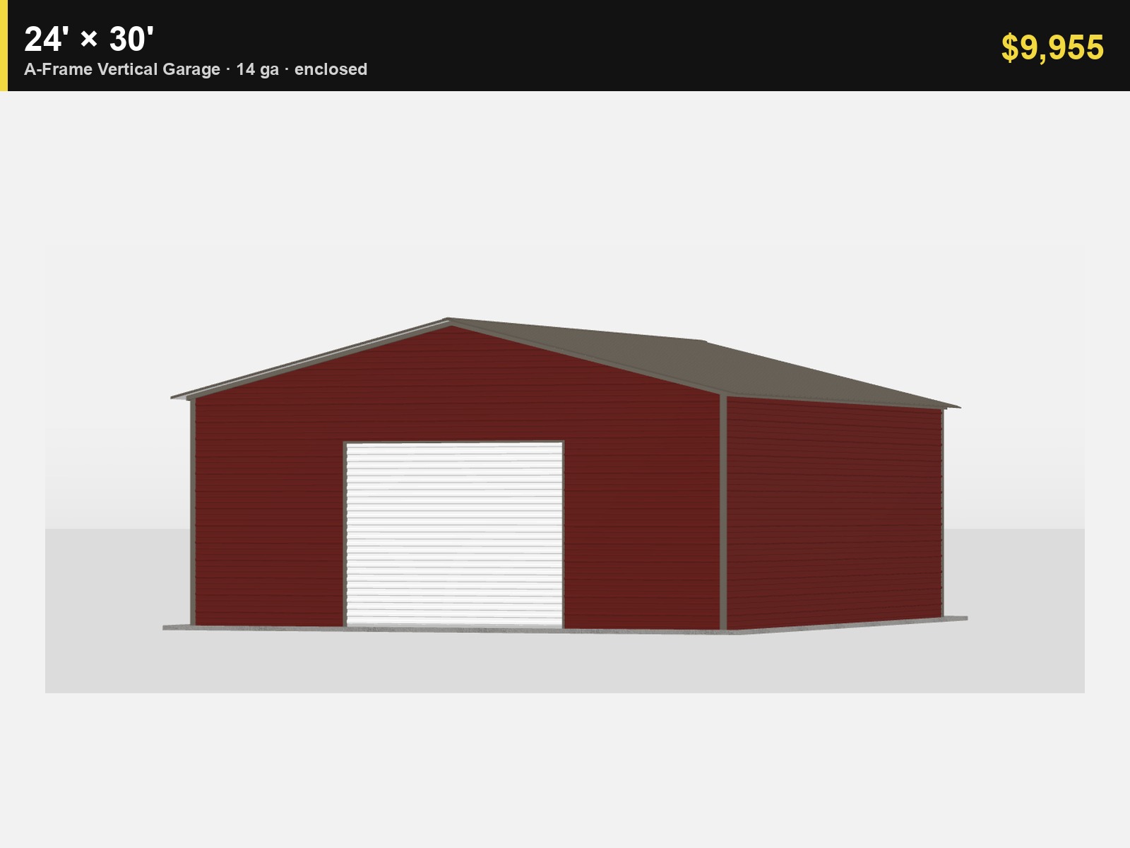 24' x 30' A-Frame Vertical Enclosed Garage (14ga)