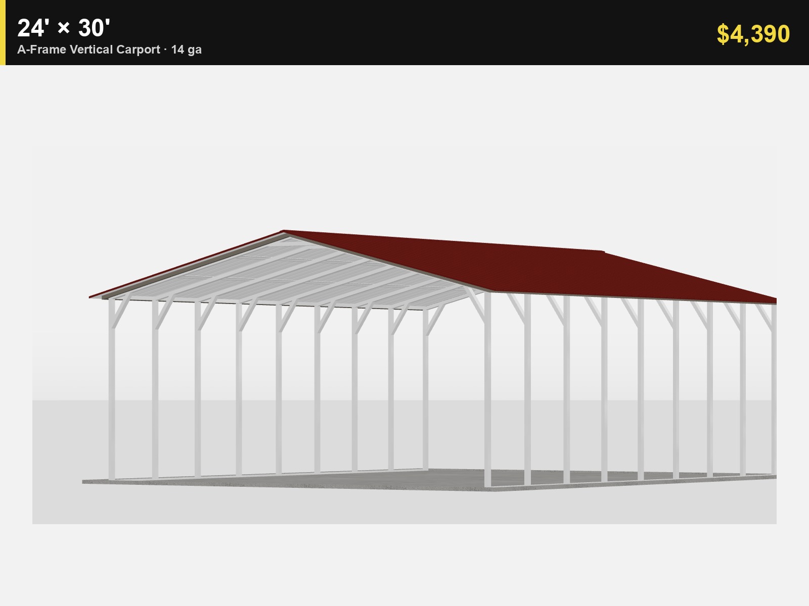 24' x 30' A-Frame Vertical Carport (14ga)
