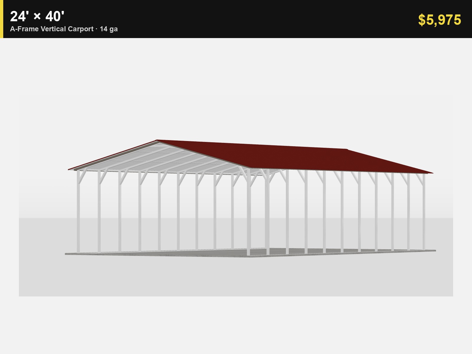 24' x 40' A-Frame Vertical Carport (14ga)