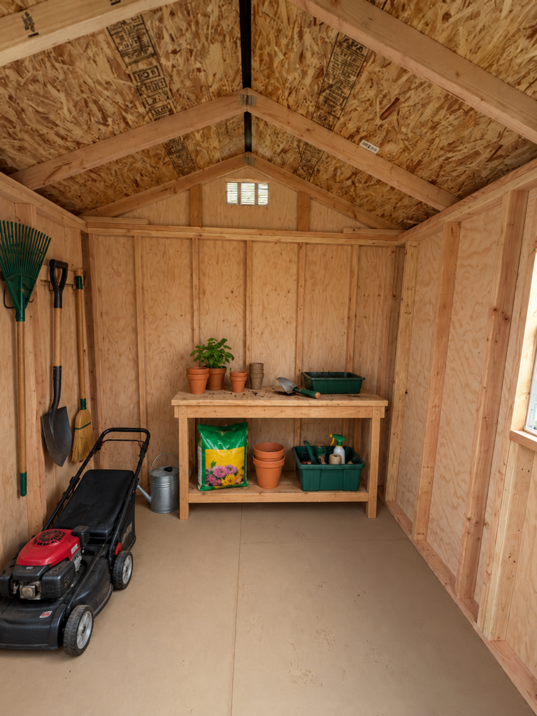 AI interior concept: Garden shed staged from an actual Serious Sheds interior photograph
