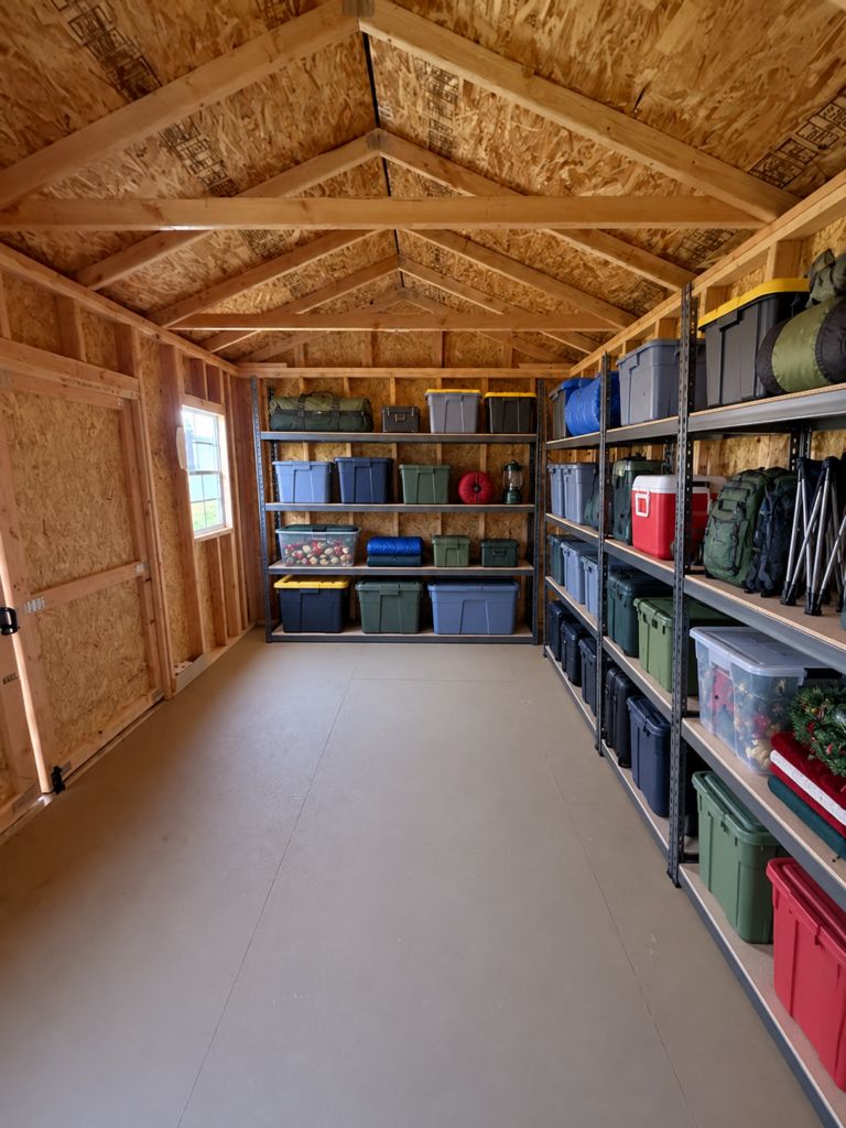 AI interior concept: Storage close to home staged from an actual Serious Sheds interior photograph